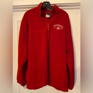 Vintage Georgia Bulldogs Mens X-Large Red Fleece Pullover Quarter Zip W/ Pockets